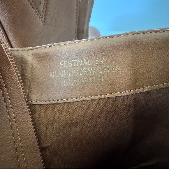 House Of Harlow 1960 Festival Boots Platform Tall Block Heel Boho 8 Cognac - Picture 9 of 9